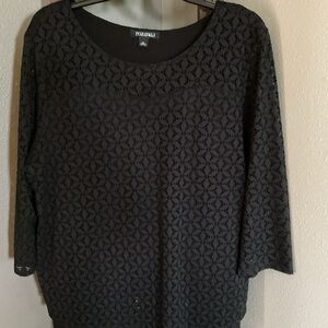 Roz & Ali Black Lace Blouse size xl